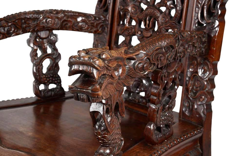 Antique Jaipur Style Carved Chair l Wooden City Crafts