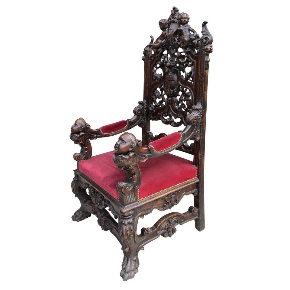 Antique King Style Hand Carving Chair l Wooden City Crafts