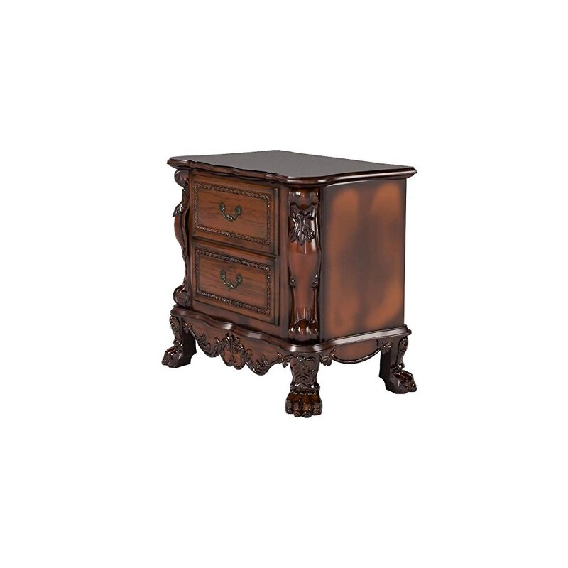 Hand Curved Royal Look Night Stand Walnut | Wooden City Crafts