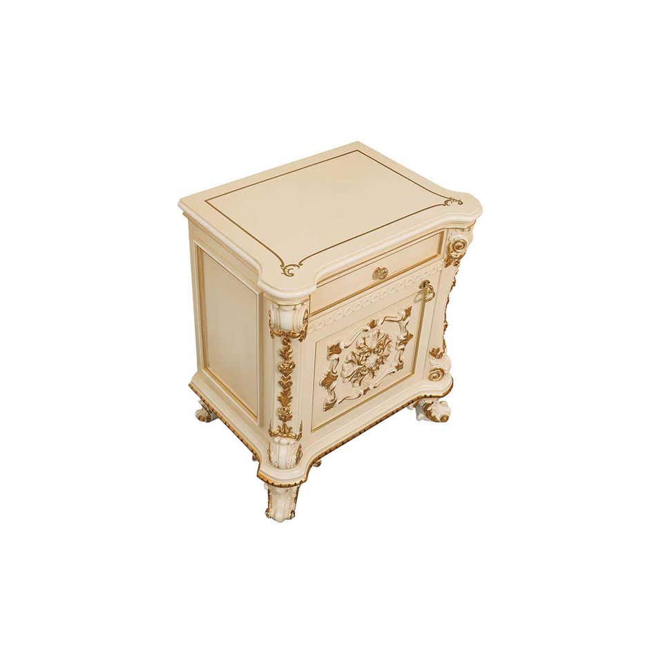 Hand Curved Night Stand White deco | Wooden City Crafts