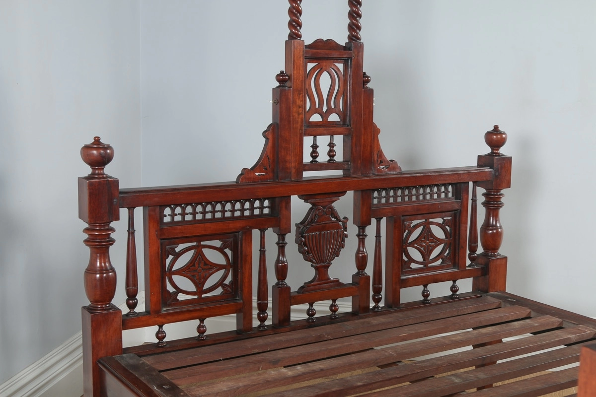 Kolkata Style Hand Carved Poster Bed | Wooden City Crafts