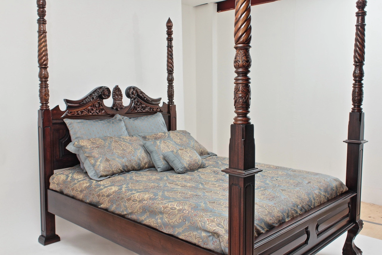 European Style Wooden Carved Four Poster Bed | Wooden City Crafts