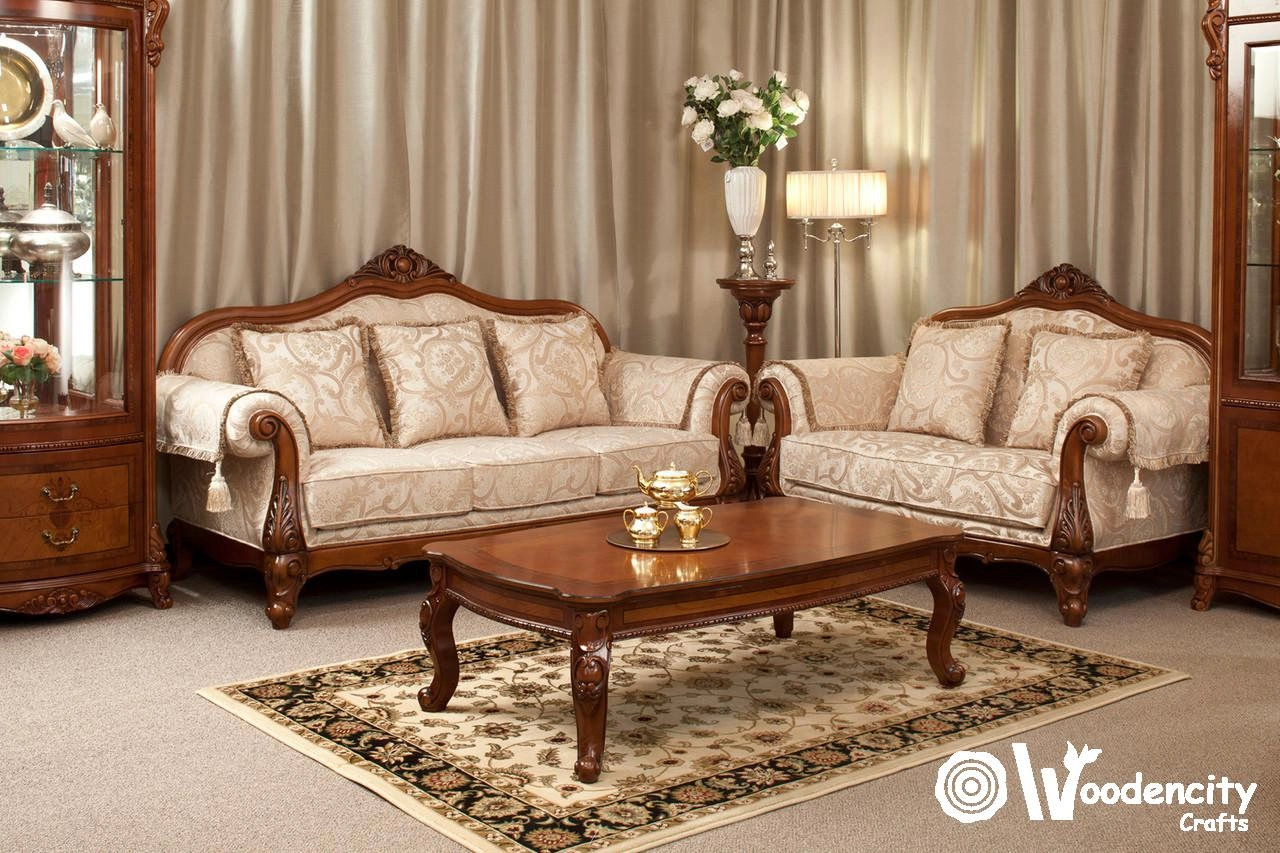 Wooden 3 Seater Sofa Set Mumbai Style | Wooden City Crafts