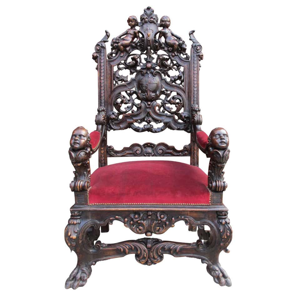 Antique King Style Hand Carving Chair l Wooden City Crafts