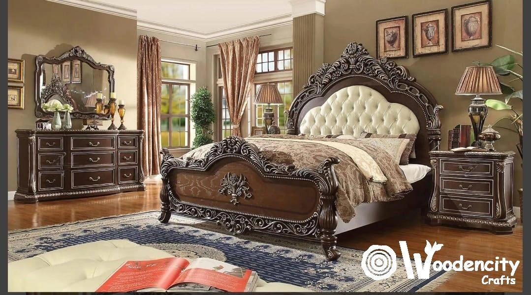 Teak Wood Deep Carved Luxury Bed | Wooden City Crafts