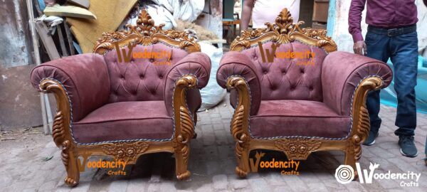 Wooden Curved 5 seater sofa set - Wooden City Crafts