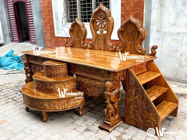 Wooden Legend Full Carved  Singhasan | Wooden City Crafts