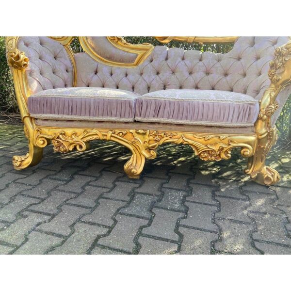 Coimbatore Style Carved Gold Finish Lounge - Wooden City Crafts