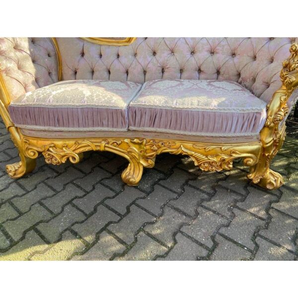 Coimbatore Style Carved Gold Finish Lounge - Wooden City Crafts