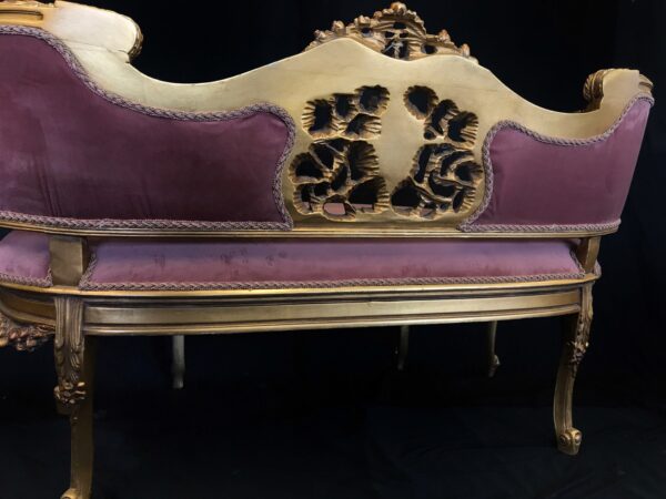 French Style Antique Gold Finish Carved Loveseat | Wooden City Crafts