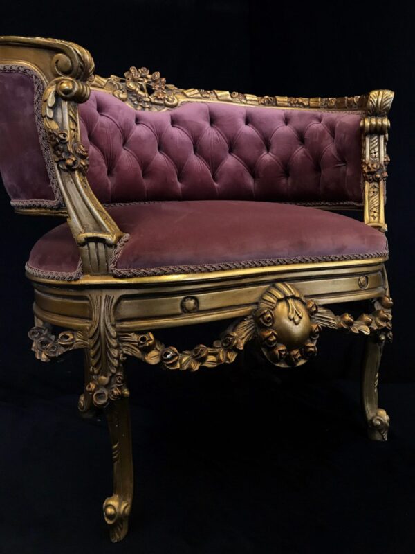 French Style Antique Gold Finish Carved Loveseat | Wooden City Crafts