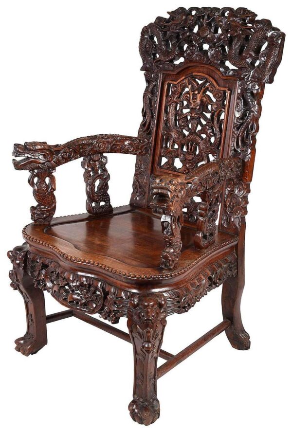 Antique Jaipur Style Carved Chair l Wooden City Crafts