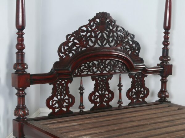 Antique Jaipur Style Carved Poster Bed | Wooden City Crafts