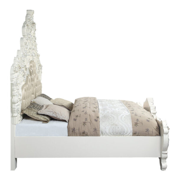 Antique Silver Finish Carved Bed | Wooden City Crafts