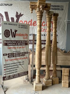 Chettinad Wooden Pillar With Top Bracket | Woodencity Crafts